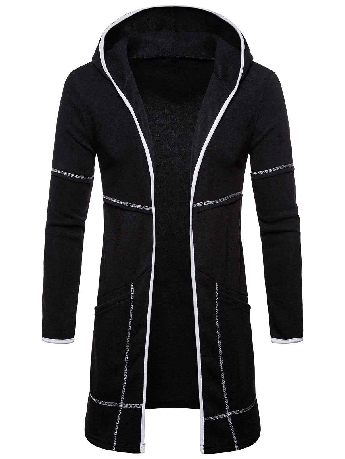Open Front Long Sleeve Longline Hoodie