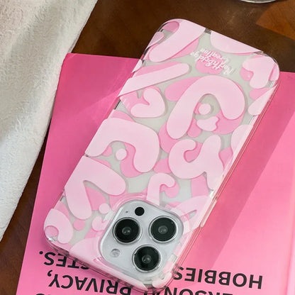 Original Graffiti Ornaments Phone Case Cute Pink TransparentSoft Silicone Phone Case For iPhone 15 14 13 12 Pro Max Cover - Shello's Creative Boutique