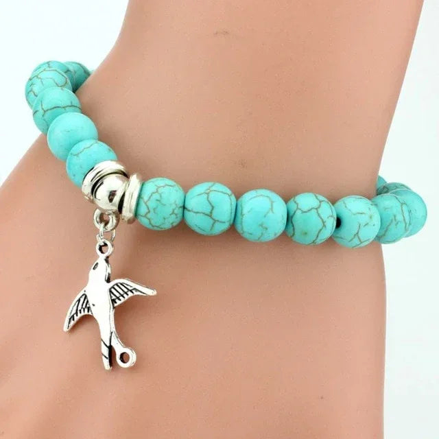 Vintage Boho Charm Bracelets Bangles Women Natural Stone Tree of Life Elephant Owl Pendant Bead Bracelet Men Jewelry - Shello's Creative Boutique