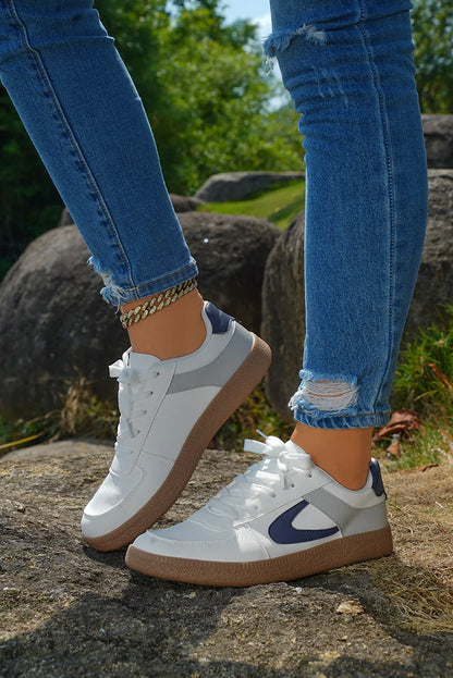 Coffee PU Leather Sneakers - Lace-Up Casual Trainers - Shello's Creative Boutique