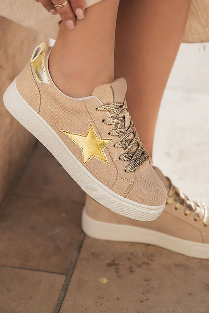 Silver Sequin Star Patch Lace Up Shoes - Shello's Creative Boutique