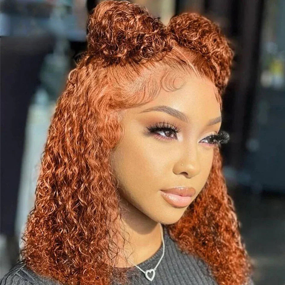 Bob Water Wave Human Hair Wig (Orange Red) - Shello's Creative Boutique