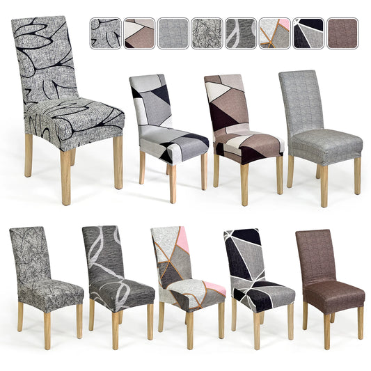 4/6/8pcs Printed High Back Chair Cover, Modern Style, Polyester, High Stretch, Dustproof, All-Season, Removable and Washable eprolo