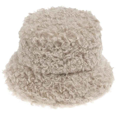 Women's Faux Fur Bucket Hat - Warm Fluffy Winter Hat for Outdoor & Casual Wear
