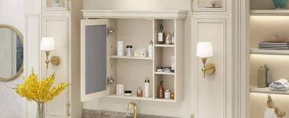 35'' x 28'' Blue Wall Mounted Bathroom Storage Cabinet with Mirror Door, Modern Bathroom Wall Cabinet with Mirror - Shello's Creative Boutique