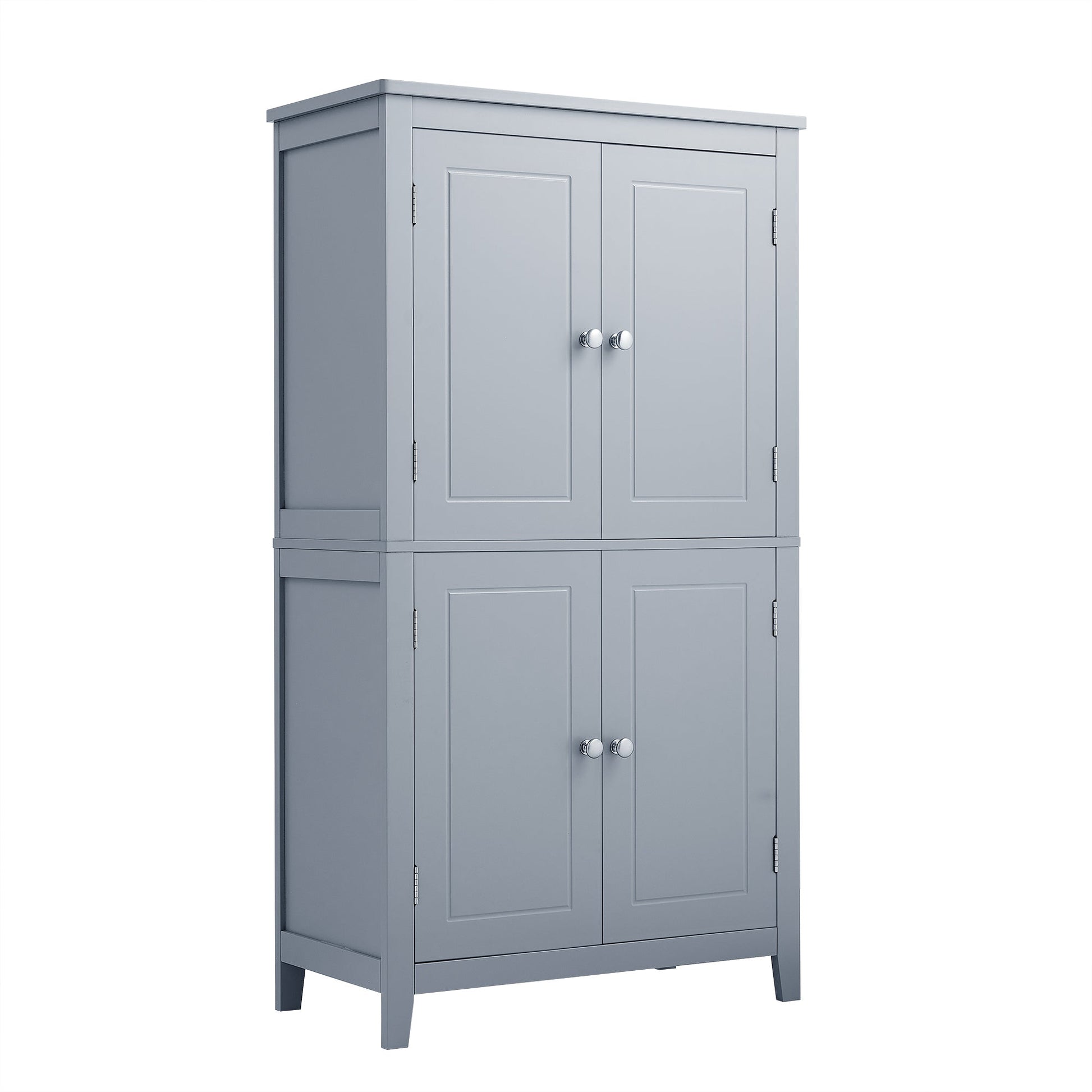 Bathroom floor storage cabinet, bathroom storage cabinet, 4-door independent cabinet, adjustable shelf, adaptive shelf, gray eprolo