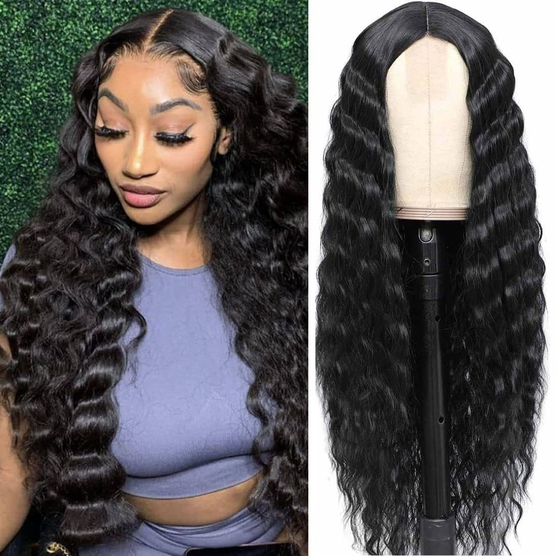 European and American Women's Wig Small Lace Center Deep Wave Long Curly Wig Headband Lace Wigs Shello Creative Boutique