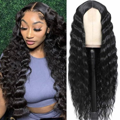 Deep Wave Lace Front Wig - Long Curly with Headband - Shello's Creative Boutique