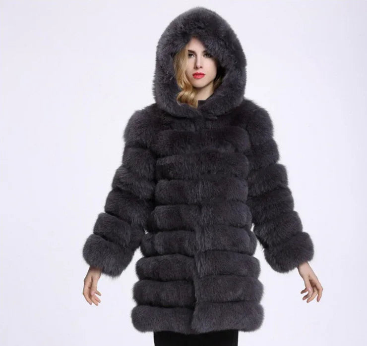 Hoodie plush faux fur coat women fur winter woman coat Plus size thick long warm coat outerwear overcoat - Shello's Creative Boutique