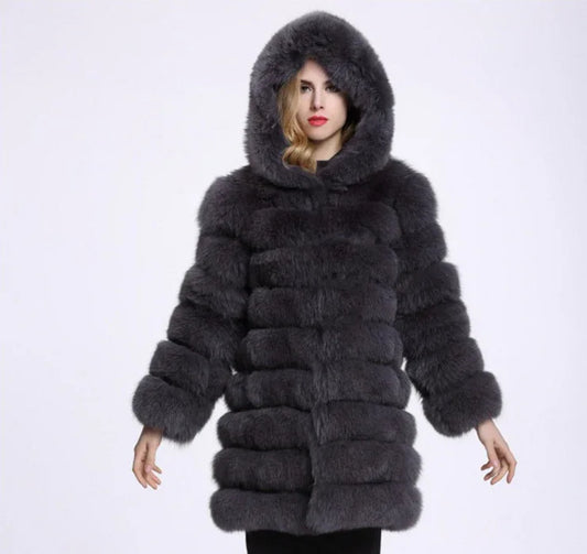 Hoodie plush faux fur coat women fur winter woman coat Plus size thick long warm coat outerwear overcoat - Shello's Creative Boutique