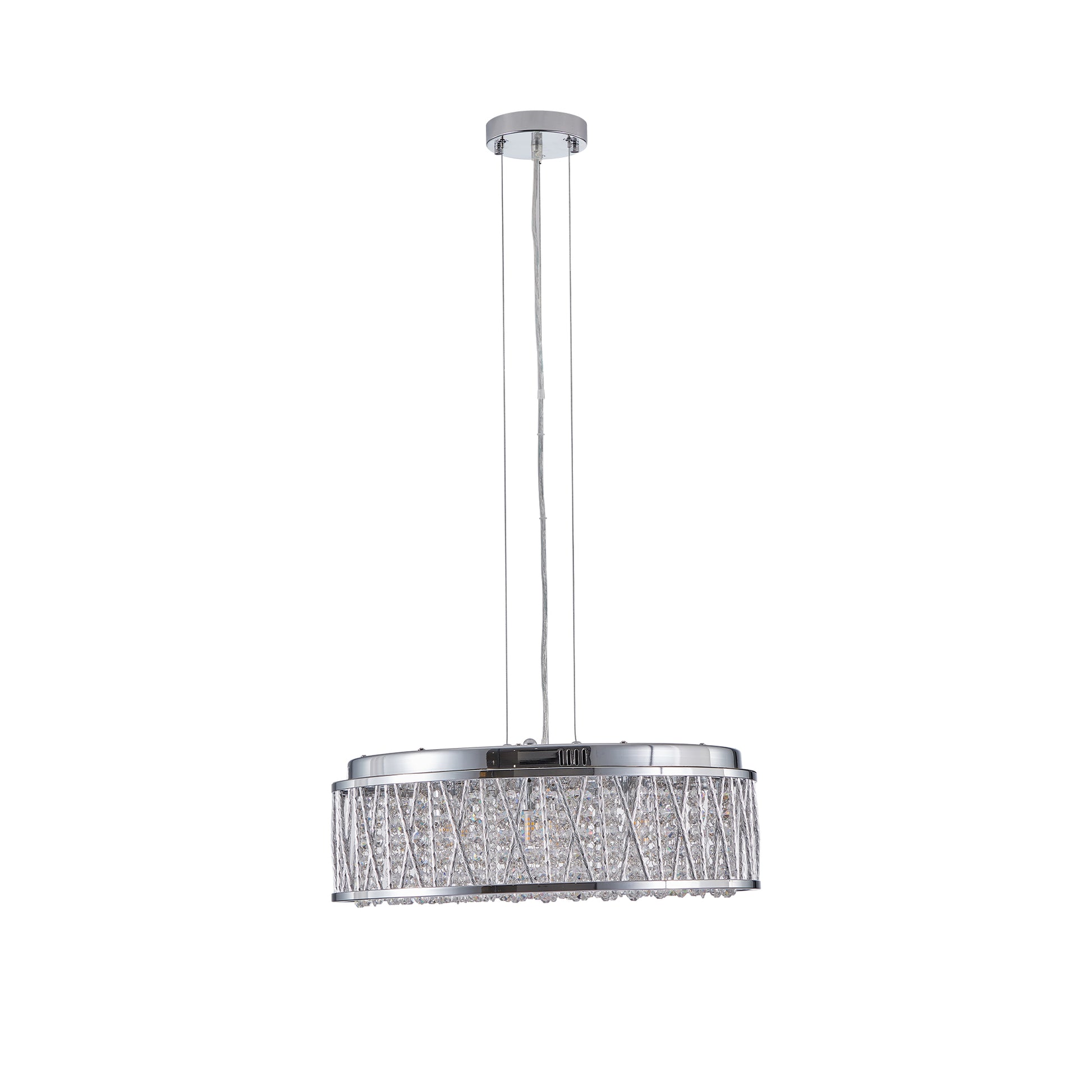 Modern Crystal Pendant 18.9-inch Aluminum+Iron Circular Ceiling Light Embedded Ceiling Fixture eprolo