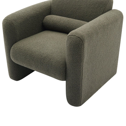 Modern style chair with Sheepskin Sherpa fabric soft cushion, armchair, soft with backrest and pillow - Shello's Creative Boutique