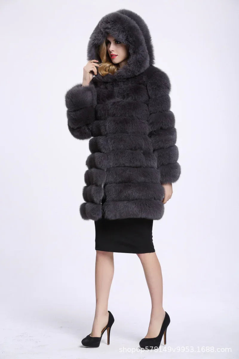 Hoodie plush faux fur coat women fur winter woman coat Plus size thick long warm coat outerwear overcoat - Shello's Creative Boutique