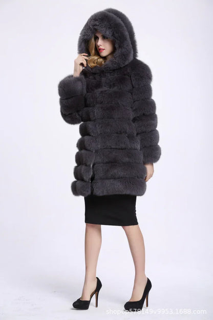 Hoodie plush faux fur coat women fur winter woman coat Plus size thick long warm coat outerwear overcoat - Shello's Creative Boutique