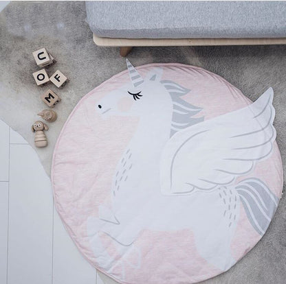 90CM Kids Play Game Mats Round Carpet Rugs Mat Cotton Swan Crawling Blanket Floor Carpet Toys Room Decoration INS Baby Gifts Shello Creative Boutique