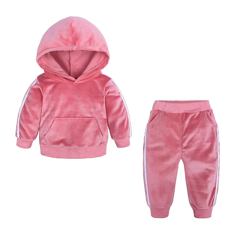 Children's Clothing Boys And Girls Suits Sports And Leisure Gold Velvet Two-Piece Children's Clothes - Shello's Creative Boutique