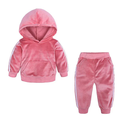 Children's Clothing Boys And Girls Suits Sports And Leisure Gold Velvet Two-Piece Children's Clothes - Shello's Creative Boutique