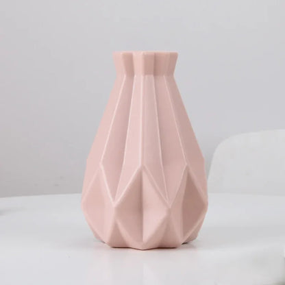 Flower Vase Decoration – White Imitation Ceramic Plastic Vase for Home & Nordic Decor - Shello's Creative Boutique