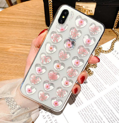3D Love Heart Glitter Phone Case - Bling Soft Cover for iPhone 5 to XS Max