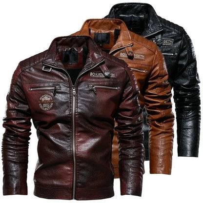Men’s Leather Motorcycle Jacket – Autumn/Winter | Plus Sizes L–4XL - Shello's Creative Boutique