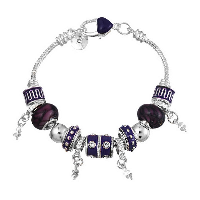 Pink Crystal Charm Silver Bracelets Bangles for Women With Murano Beads Silver Bracelet Jewelry eprolo