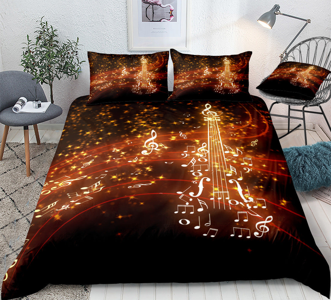 3D Note Home Textiles Three Piece Sheet Pillow Cover Quilt Cover eprolo