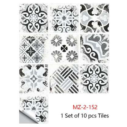 10 Piece Set Of Datura Mosaic Small Flower Imitation Ceramic Tile Wall Sticker - Shello's Creative Boutique