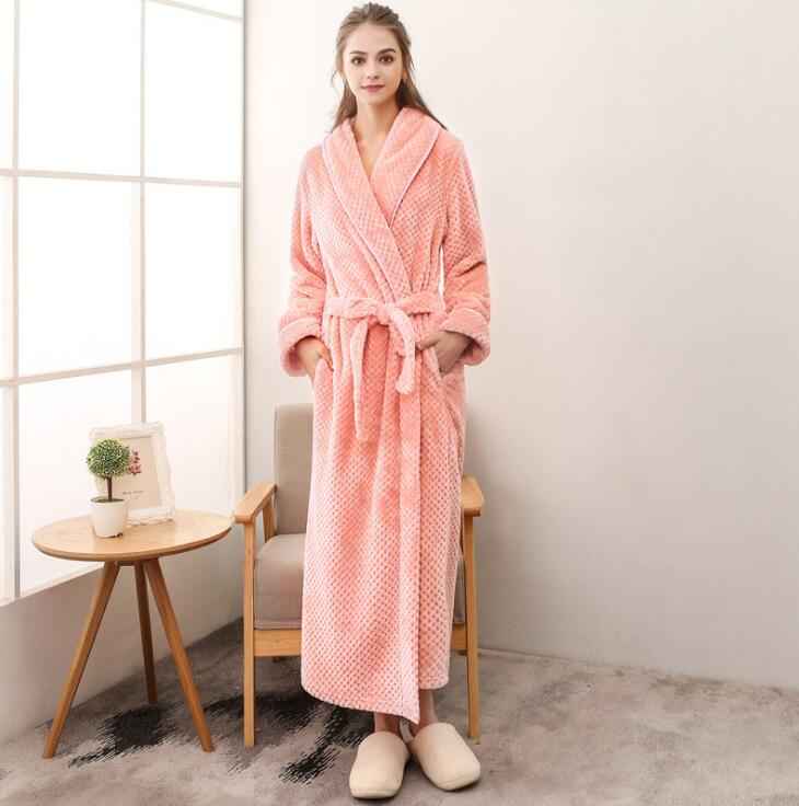 Luxury Flannel Bathrobe - Thick Warm Dressing Gown for Men & Women