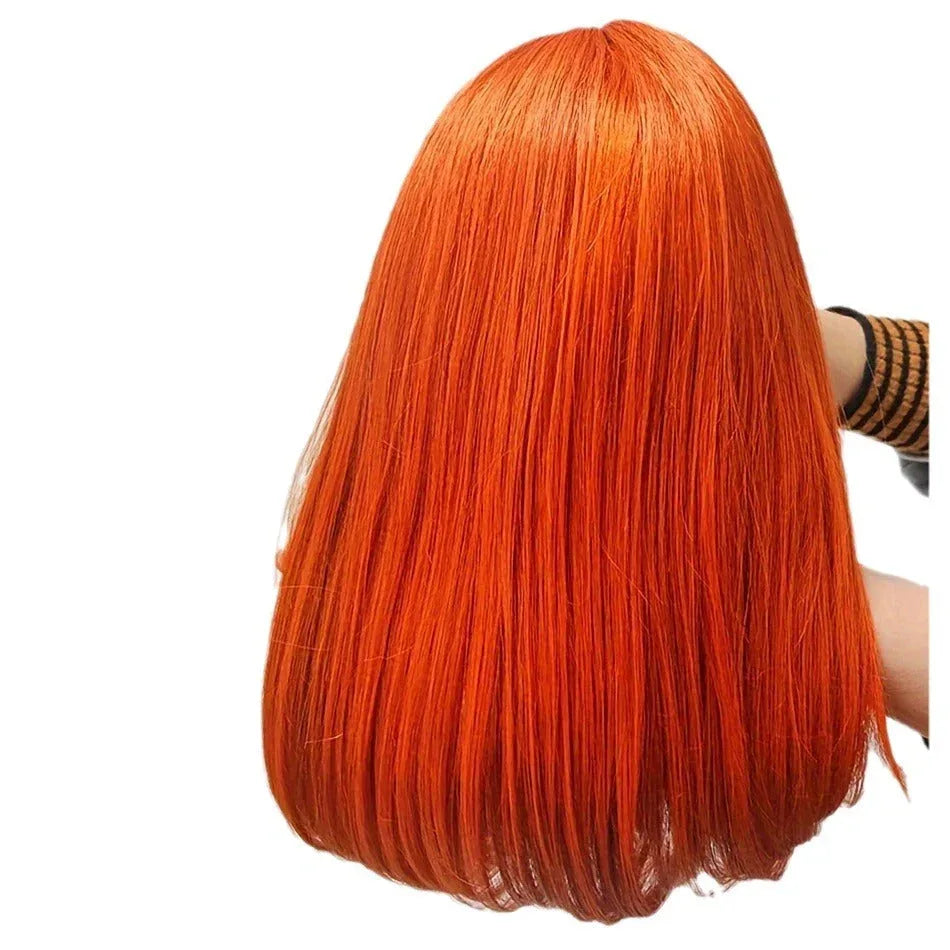 Ginger Orange Bob Wig Human Hair 13x4 Lace Front - Straight - Shello's Creative Boutique