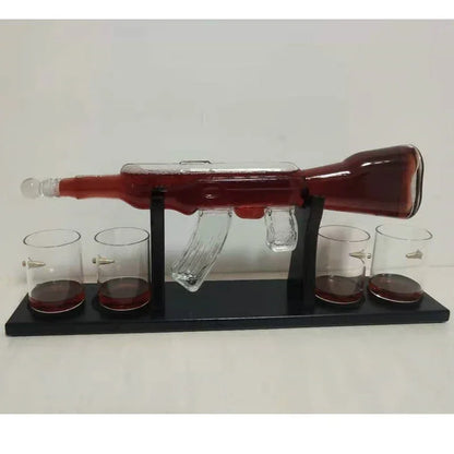 Crystal Glass AK47 Rifle Gun Whiskey Wine Glass Decanter With 4 Whiskey Glasses Set For Liquor,Whiskey,Vodka,Brandy - Shello's Creative Boutique