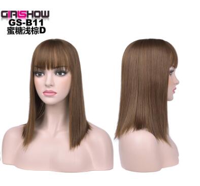 women Bob Wig With Bangs Short Straight Wigs party Synthetic Hair Heat Resistant Fiber fake hair Halloween Perucas eprolo