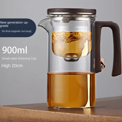 Xiaoman Waist new rodless elegant cup, one click magnetic suction filter glass tea pot, automatic tea separation tea cup - Shello's Creative Boutique