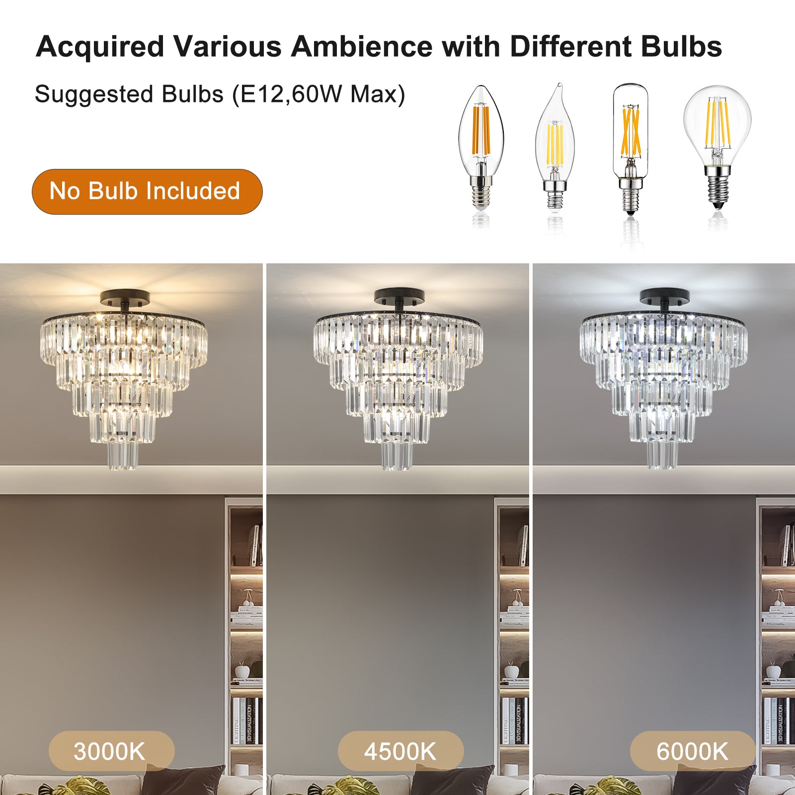 Black large crystal chandelier, modern style chandelier, dining room, living room, bedroom eprolo