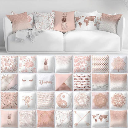Rose Gold Pineapple Glitter Pillow Case - Glamorous 45x45cm Cushion Cover - Shello's Creative Boutique