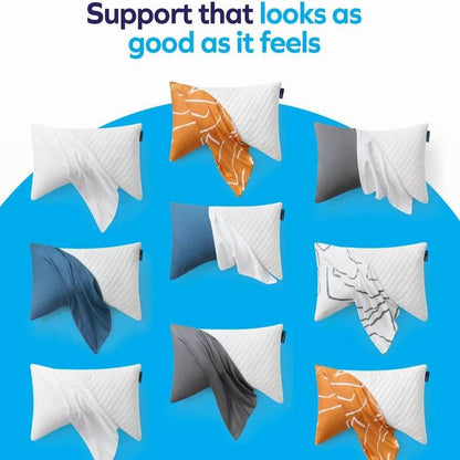 Shredded Memory Foam Bamboo Cooling Pillow - Perfect for Back & Side Sleepers