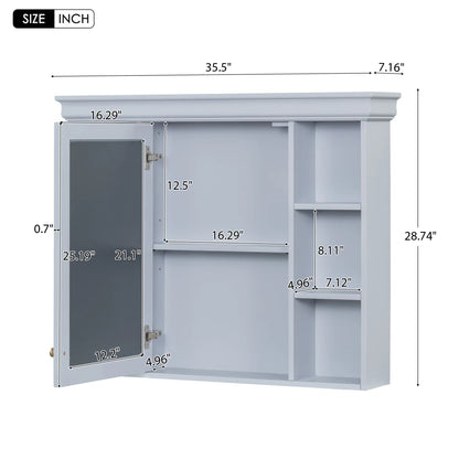 36'' Bathroom Vanity with Medicine Cabinet, Modern Mirror Cabinet with Adjustable Shelf, Bathroom Storage Cabinet with 4 Drawers - Shello's Creative Boutique