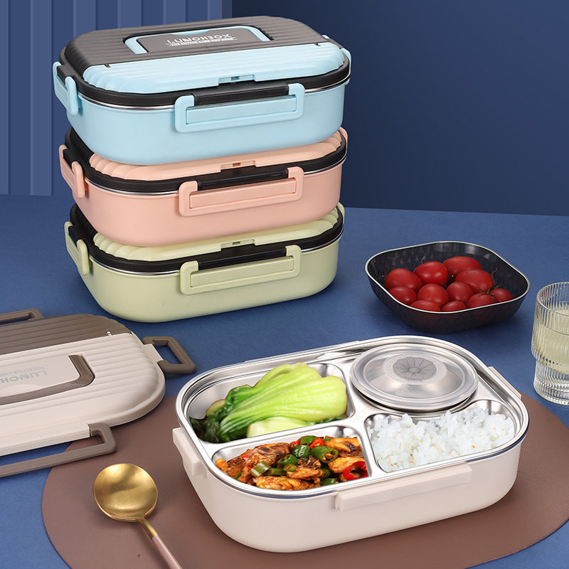 Microwaveable portable 304 stainless steel heat preservation rectangular lunch box fresh lunch box eprolo