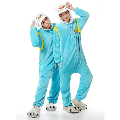 Cartoon animal jumpsuit sleepwear for autumn and winter adult sleepwear thick flannel men's and women's couple home clothes - Shello's Creative Boutique