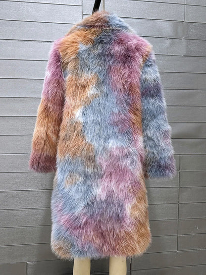 Colored Long Lapel Faux Fox Fur Coat Women Luxury Loose Fluffy Faux Fur Jackets For Women Winter Fur Coats Cardigan eprolo