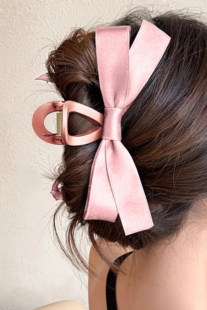 White Solid Color Ribbon Bow Decor Hair Clip – Elegant Viscose Hair Accessory for Women - Shello's Creative Boutique