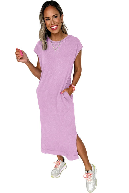Clearly Aqua Mineral Wash Pocketed T-shirt Dress - Shello's Creative Boutique
