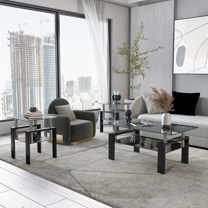 Set of 2 Modern Tempered Glass Tables – Sleek & Functional Living Room Accent - Shello's Creative Boutique