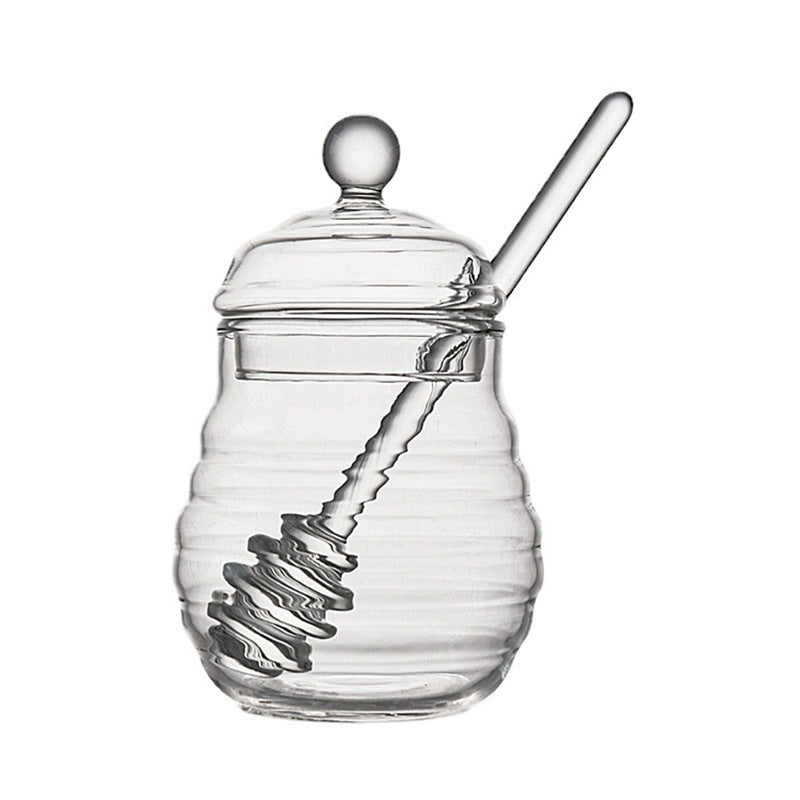 Home Transparent Glass Honey Jar With Lid, Glass Stirring Honey Bottle, Creative Glass Seasoning Jar, New Model eprolo