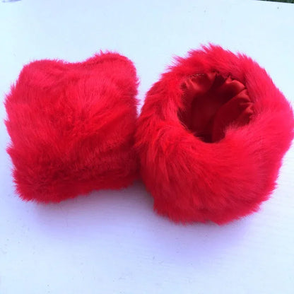 Luxe Winter Wrist Gloves – Faux Rabbit Fur with Oversized Sleeves - Shello's Creative Boutique