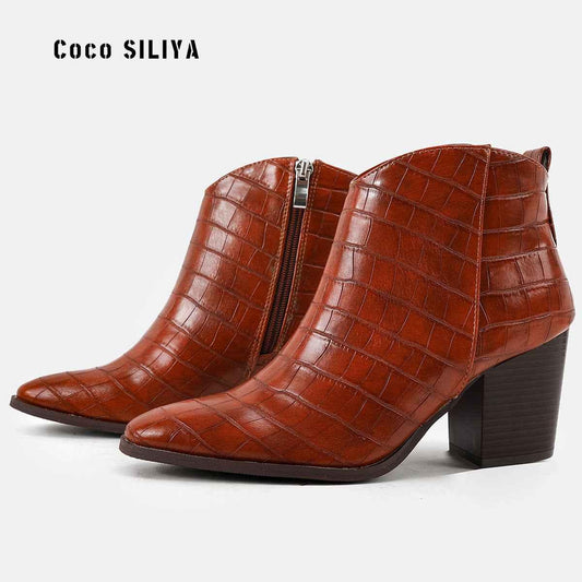 Women's Martin Boots - Thick Heel Ankle Boots for Autumn & Winter - Shello's Creative Boutique