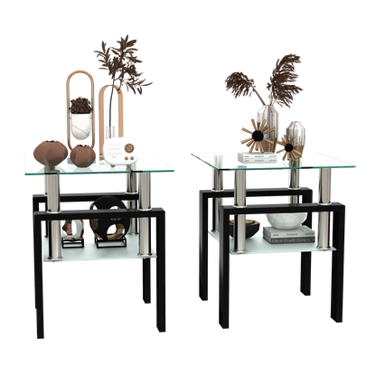 Set of 2 Modern Tempered Glass Tea Tables – Sleek, Modern Elegance for Your Home - Shello's Creative Boutique