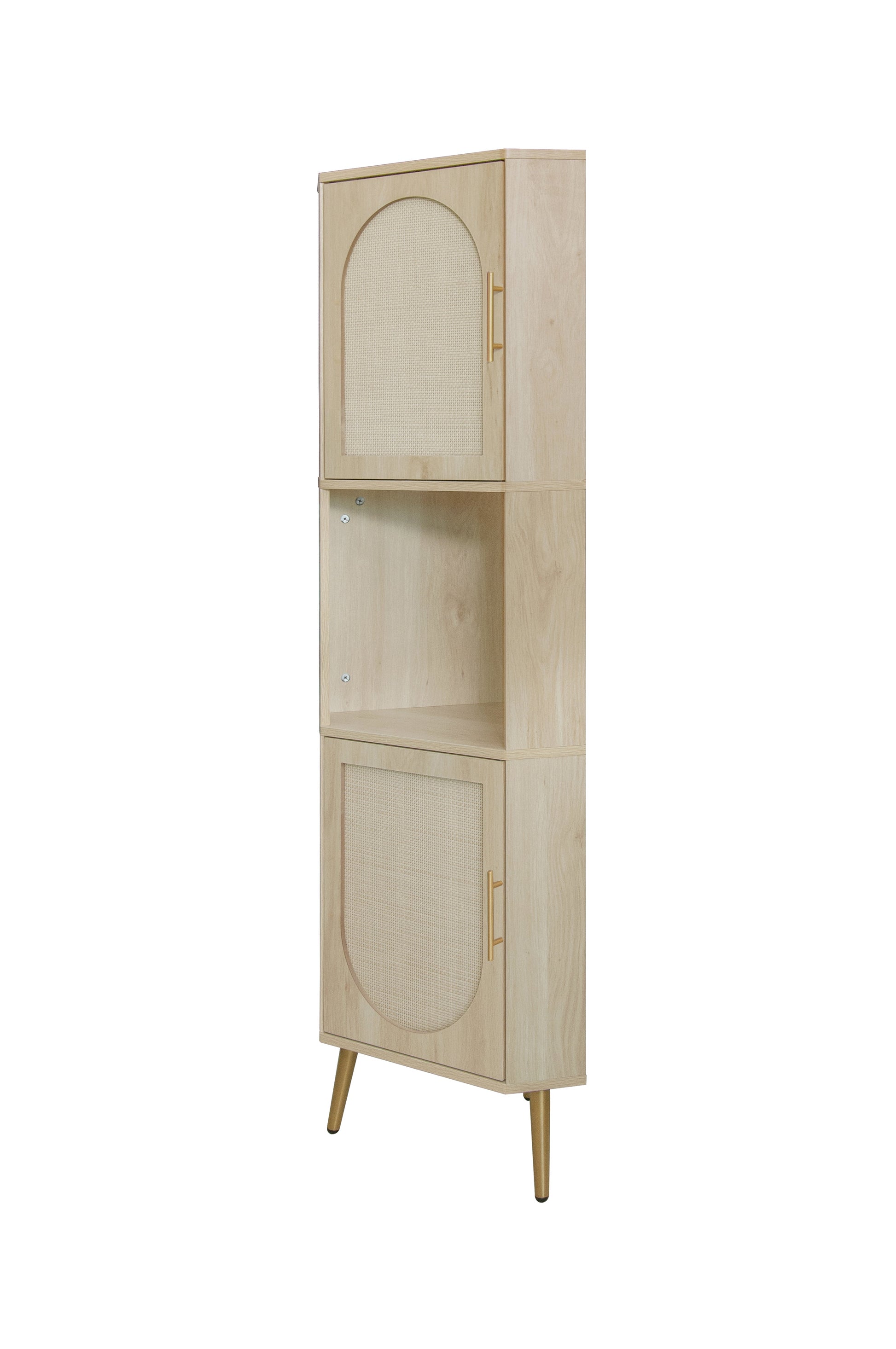 Corner cabinet ,Rattan door,Freestanding Corner Tables For Small Spaces, Corner Shelf Stand For Living Room, Kitchen, Bathroom eprolo