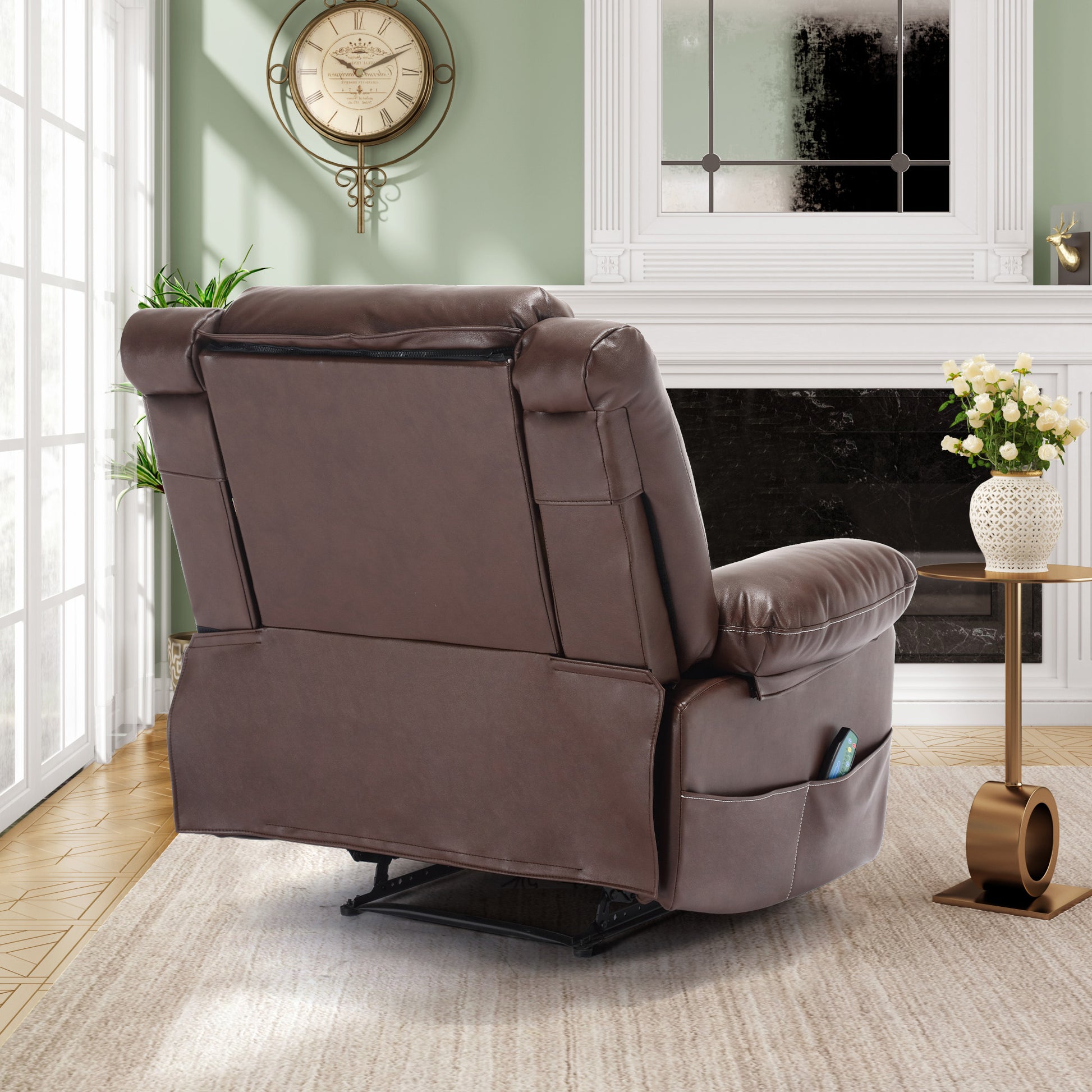 Breathable Leather Massage Recliner Chair Manual Living Room Reclining Sofa eprolo