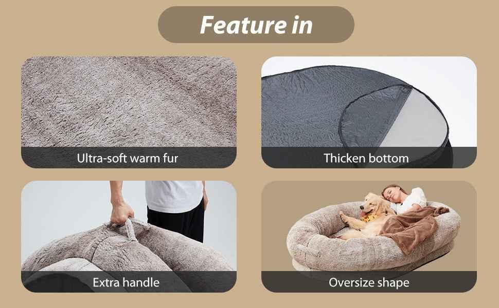 Giant Dog Bed for Humans - Oversized Portable Pet Bed