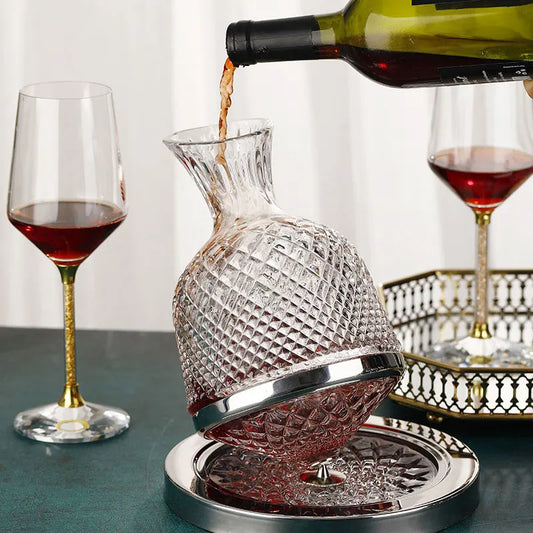 360 Rotating Wine Decanter Tumbler Design Dispenser Crystal Glass Wine Aerator Mirror Jug Gift Bar Decor Art Glassware 1500ML eprolo